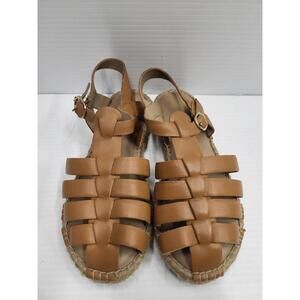 Sam Edelman New York Sandals Womens Tan Fisherman Espadrille Slingback Caged